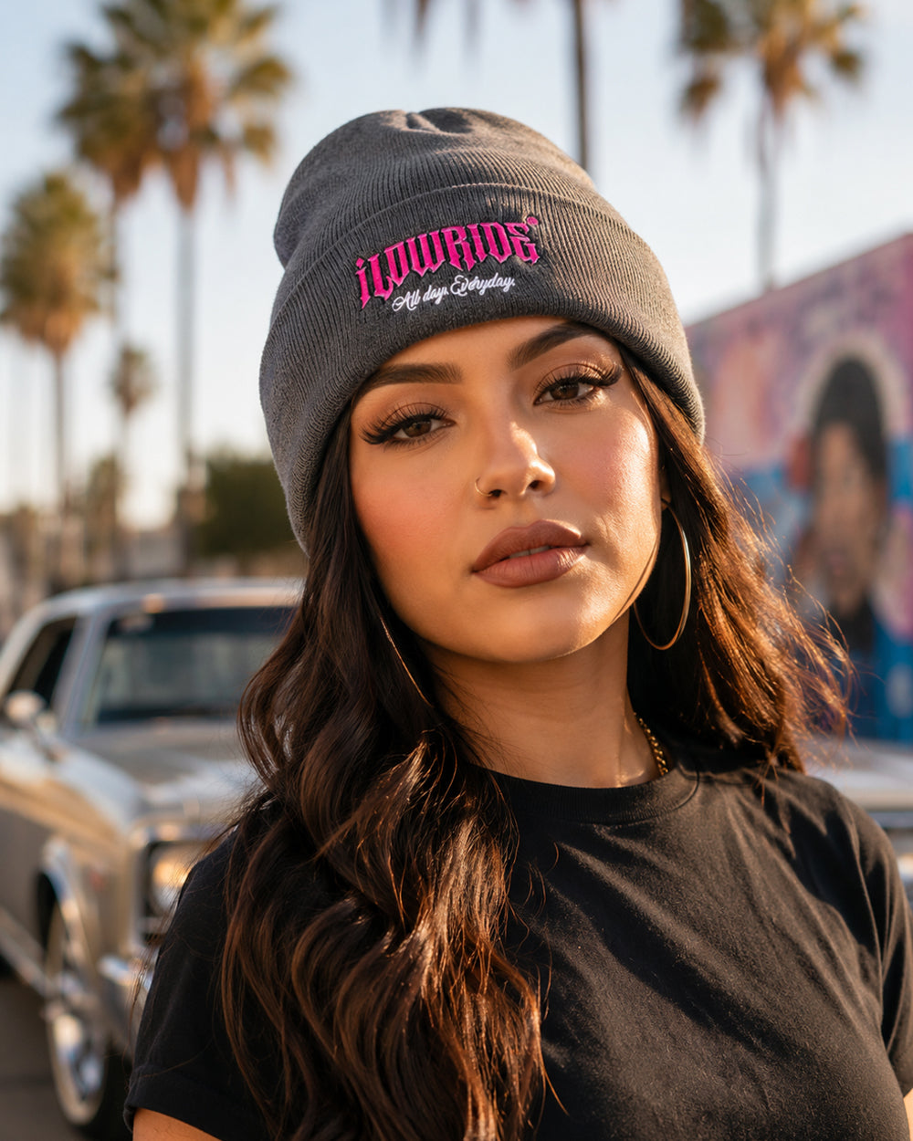 Lowride Pink Script Beanie